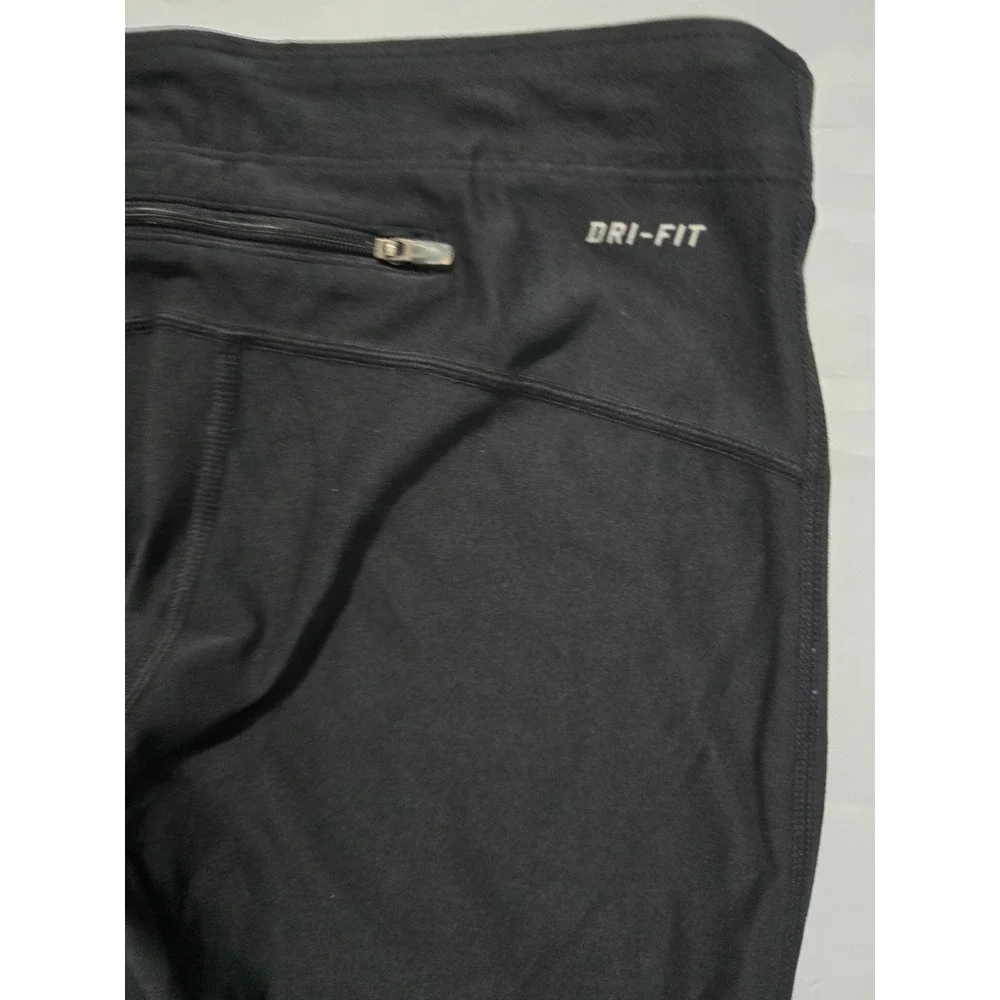 Nike Dri-FIT Womens Black Running Tights Reflective Zipper Ankle Leggings Small